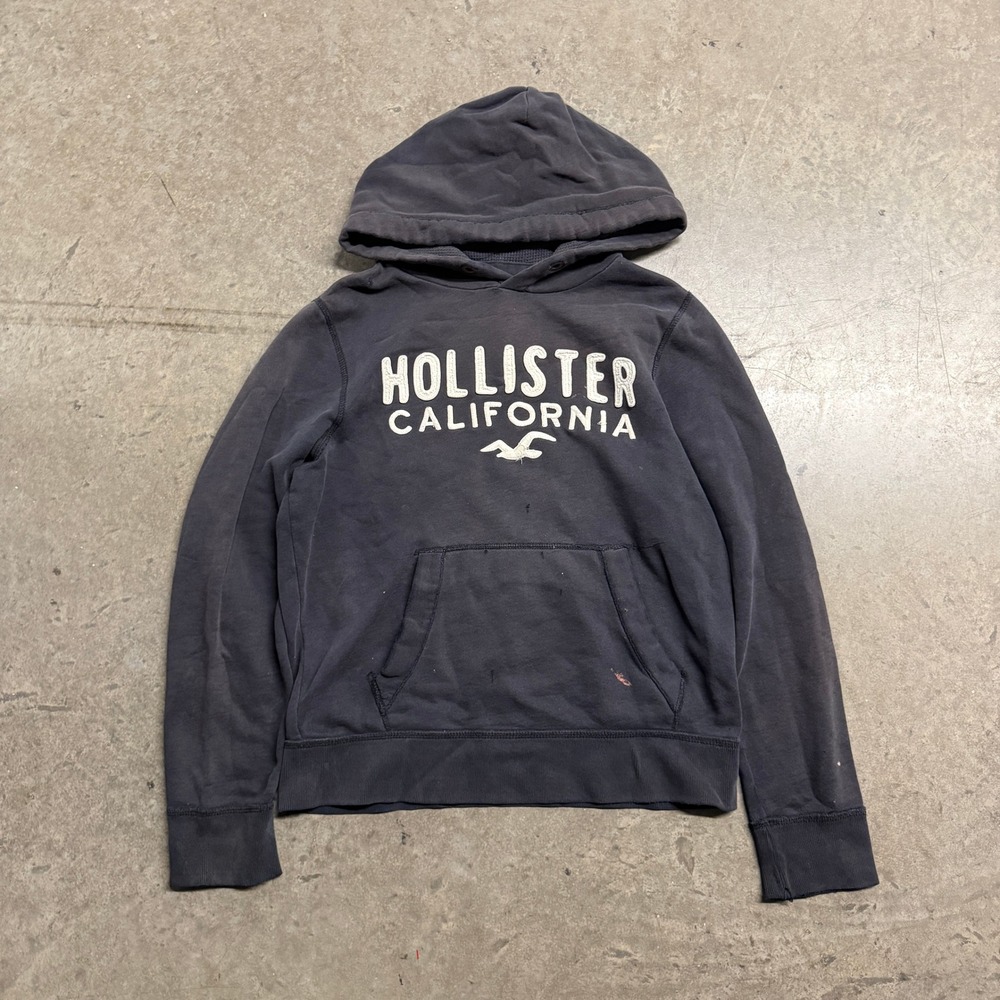 Hollister California‎ Mens Pullover Hoodie Navy Blue Embroidered Logo Size M